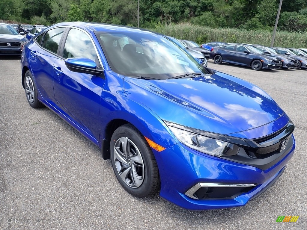 2020 Civic LX Sedan - Aegean Blue Metallic / Black photo #7