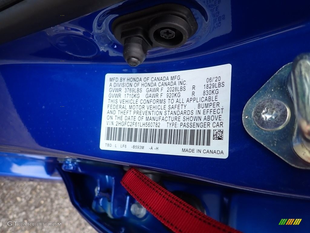 2020 Civic LX Sedan - Aegean Blue Metallic / Black photo #13
