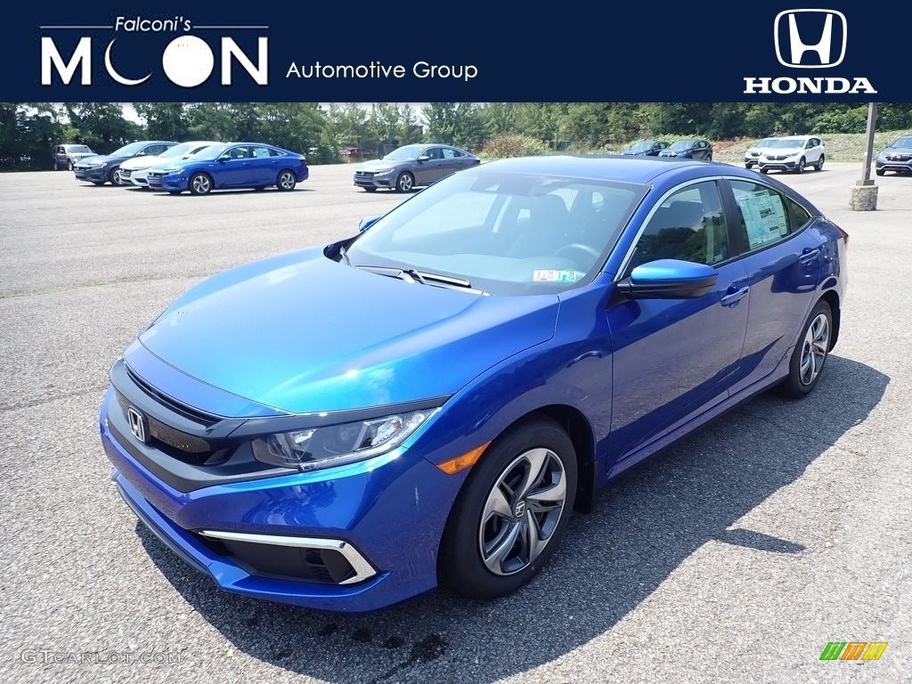 2020 Civic LX Sedan - Aegean Blue Metallic / Black photo #1