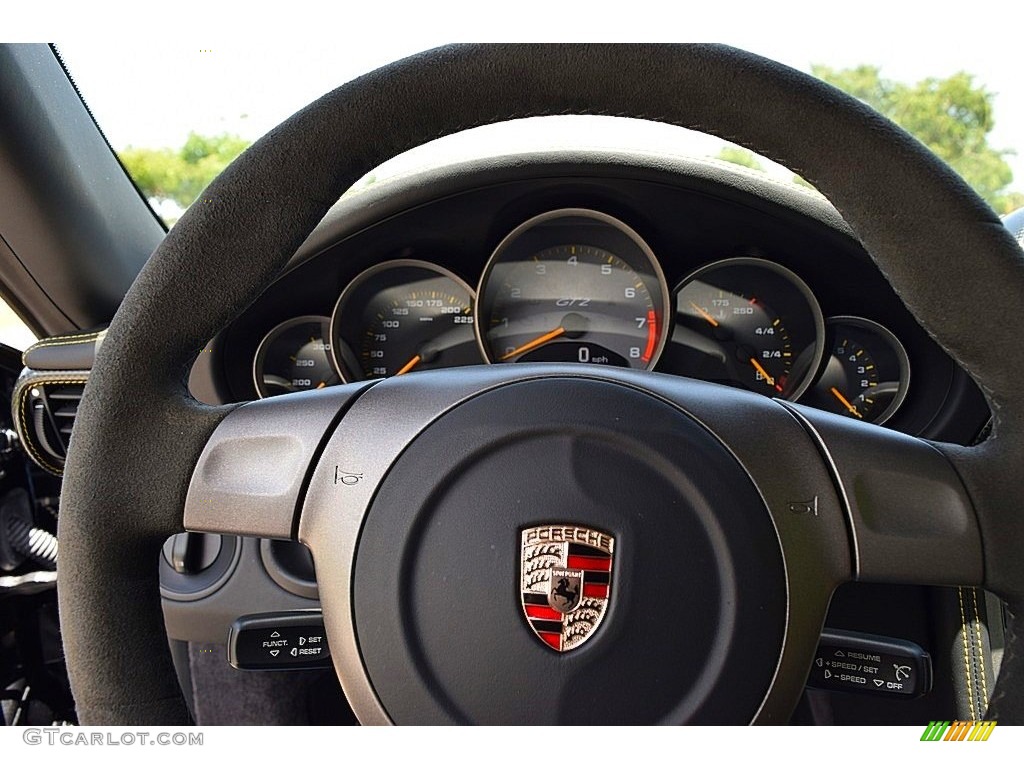 2008 Porsche 911 GT2 Black Steering Wheel Photo #138809786
