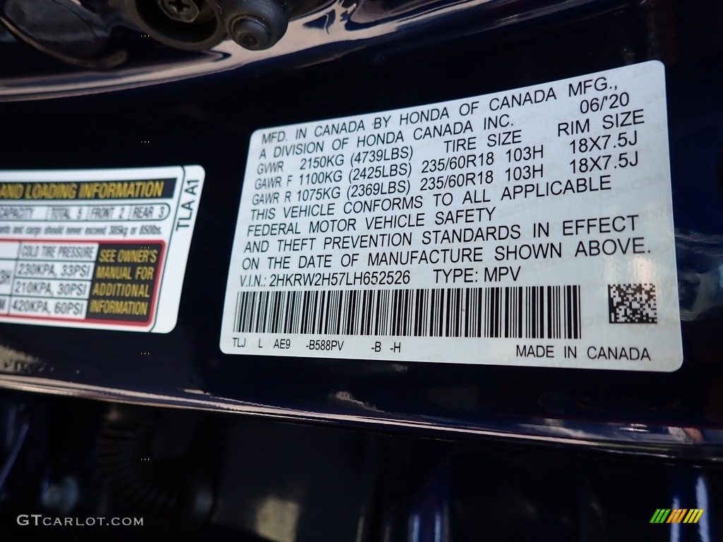2020 CR-V EX AWD - Obsidian Blue Pearl / Gray photo #12