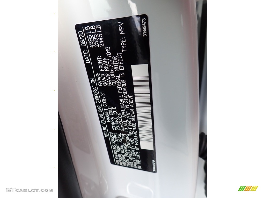 2020 XC40 T5 R-Design AWD - Crystal White Metallic / Charcoal photo #11