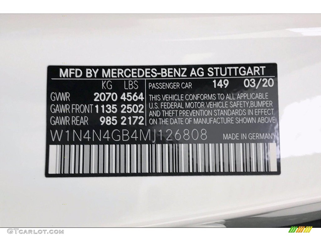2021 GLA Color Code 149 for Polar White Photo #138813014
