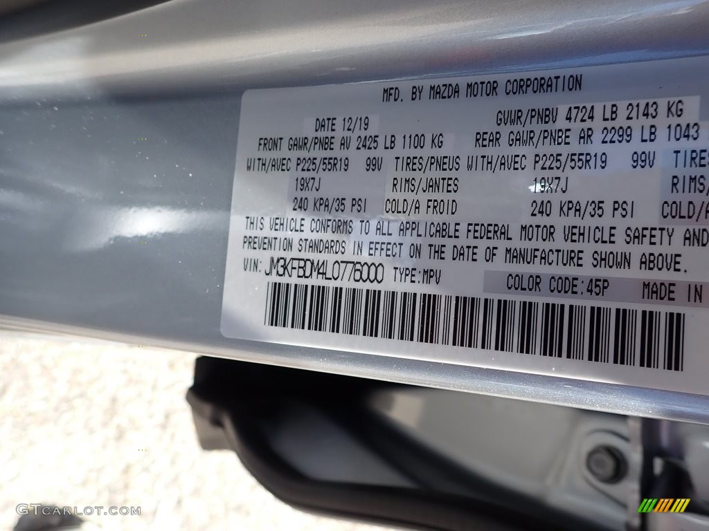 2020 CX-5 Color Code 45P for Sonic Silver Metallic Photo #138813518