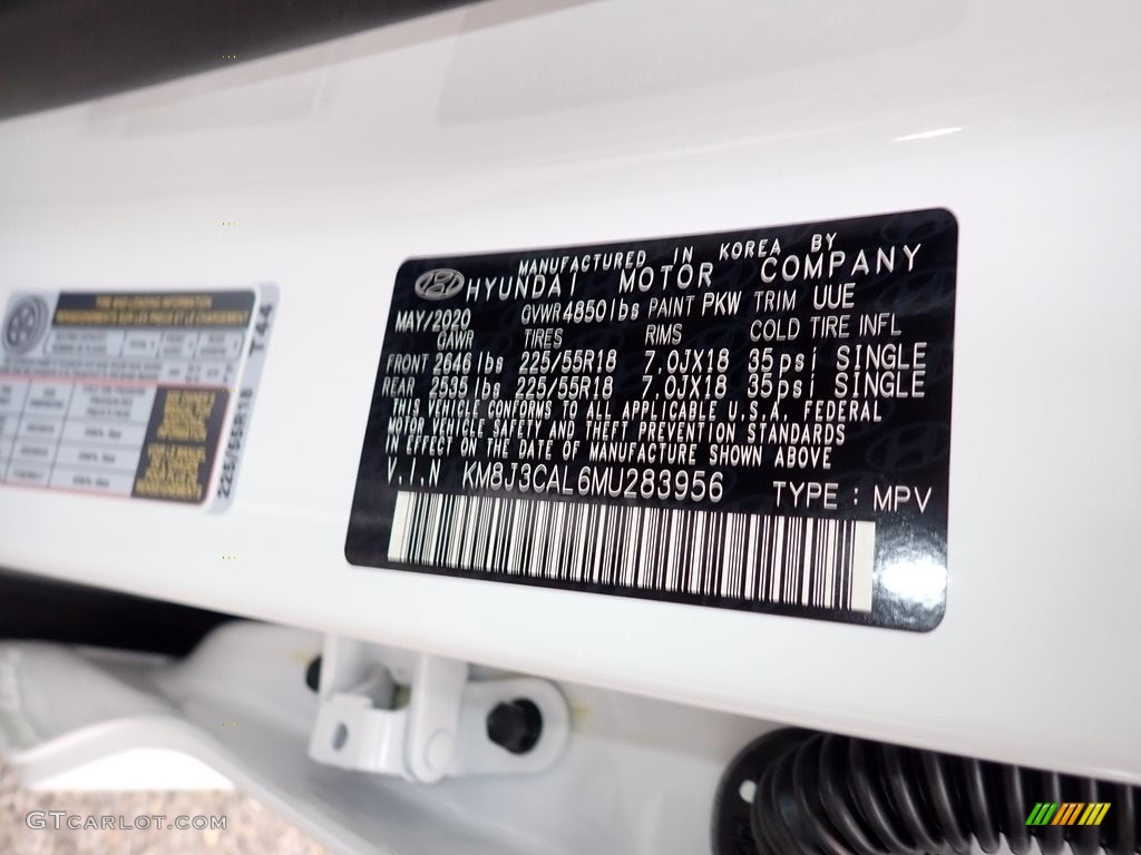 2021 Tucson Color Code PKW for Winter White Photo #138816251