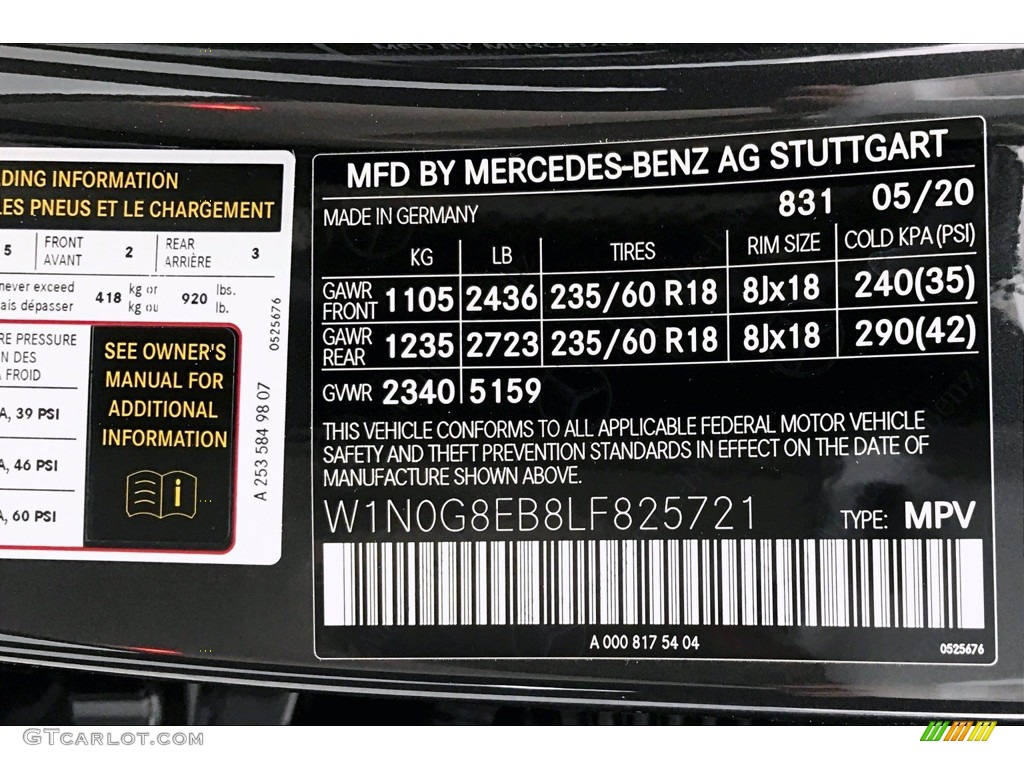 2020 GLC Color Code 831 for Graphite Grey Metallic Photo #138821195