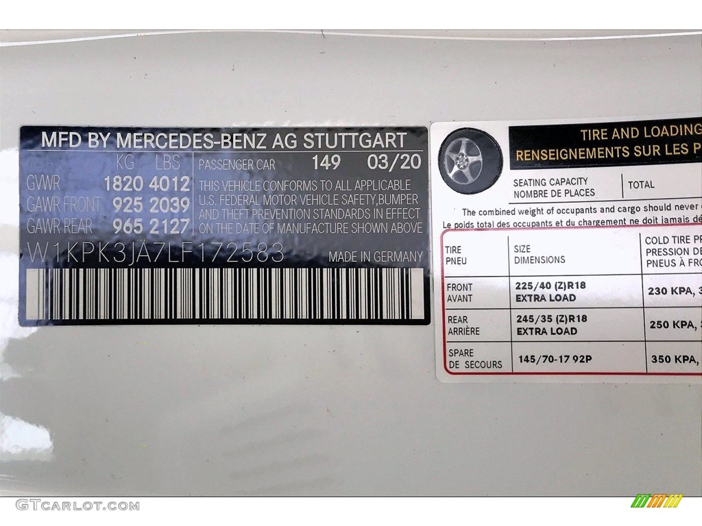 2020 SLC Color Code 149 for Polar White Photo #138822641