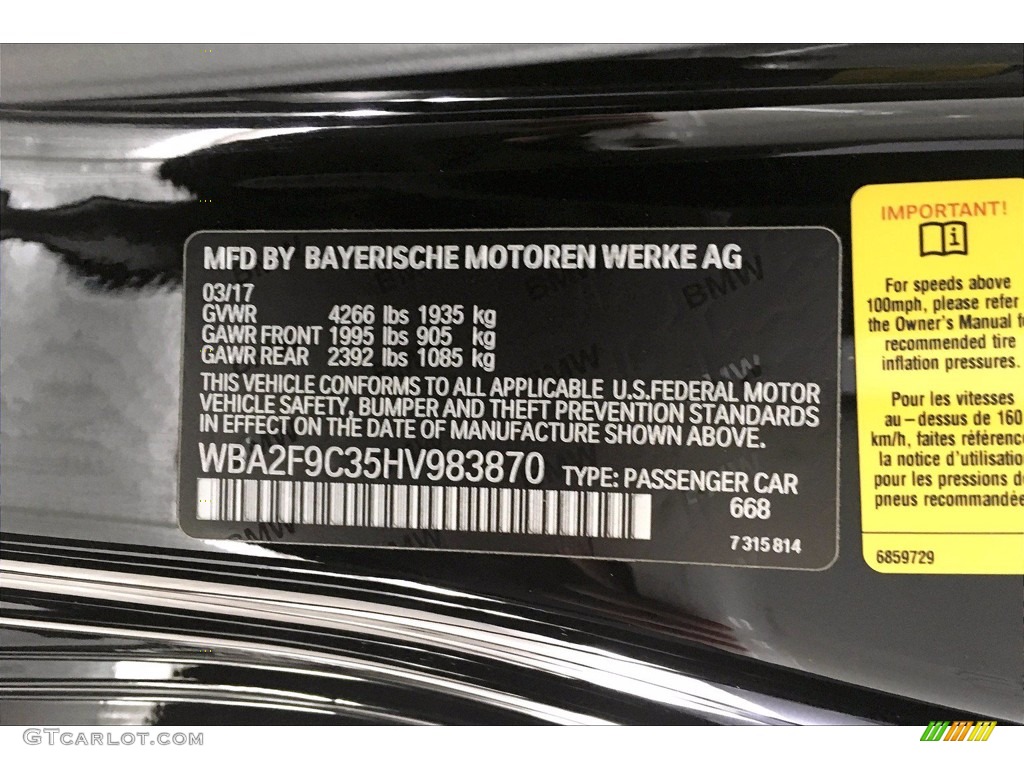2017 BMW 2 Series 230i Coupe Color Code Photos