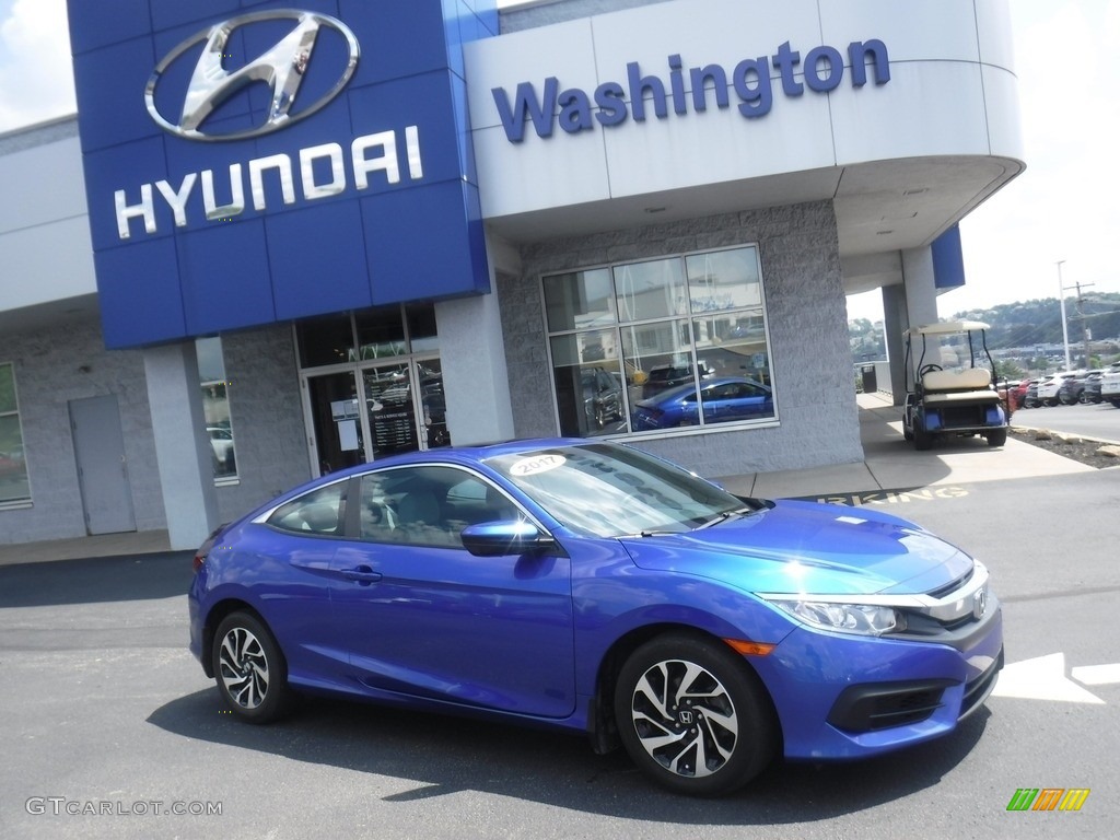 2017 Civic LX-P Coupe - Aegean Blue Metallic / Black/Gray photo #2