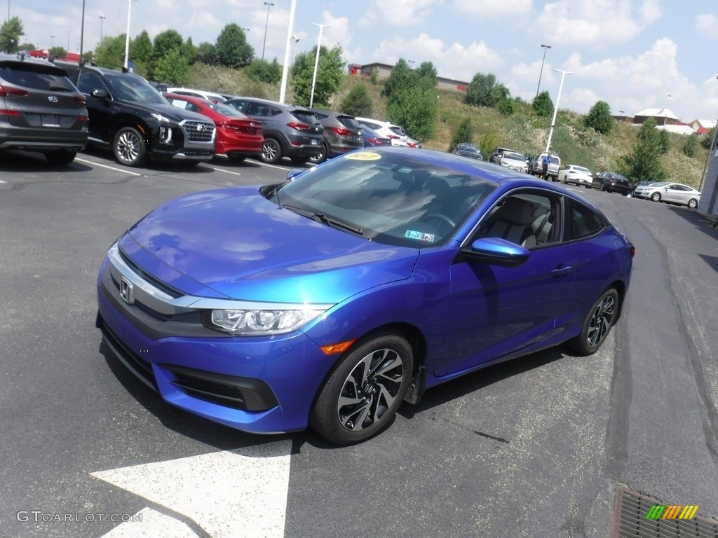 2017 Civic LX-P Coupe - Aegean Blue Metallic / Black/Gray photo #6