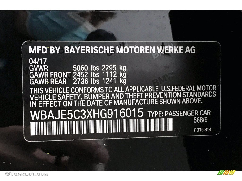 2017 5 Series 540i Sedan - Jet Black / Black photo #36