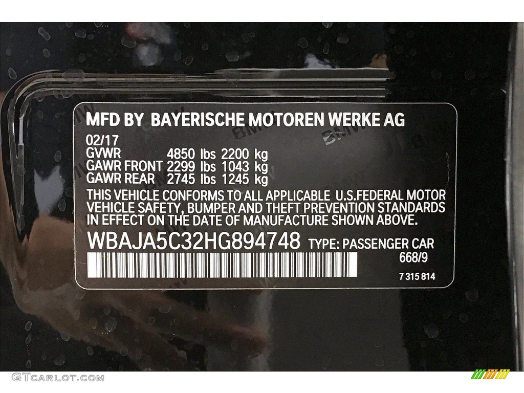 2017 5 Series 530i Sedan - Jet Black / Canberra Beige photo #36