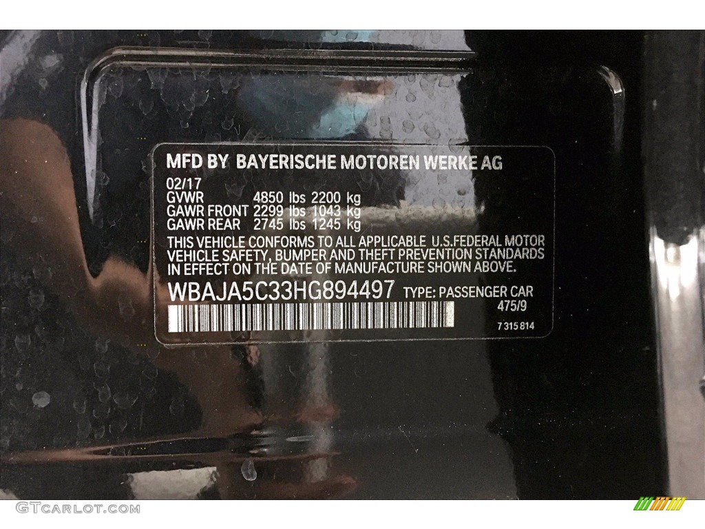 2017 5 Series 530i Sedan - Black Sapphire Metallic / Black photo #36
