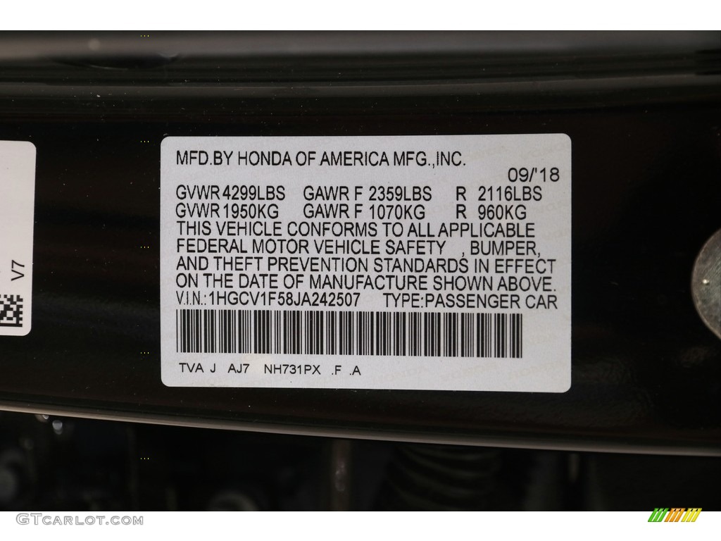 2018 Accord EX-L Sedan - Crystal Black Pearl / Gray photo #31