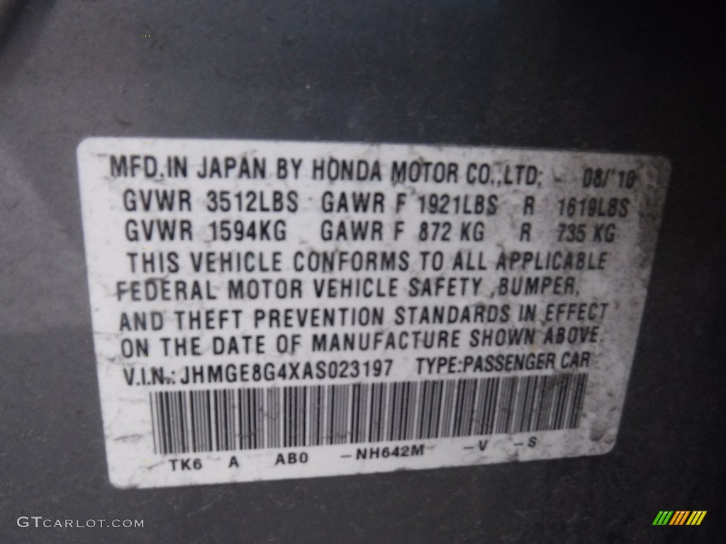 2010 Fit Sport - Storm Silver Metallic / Sport Black photo #24