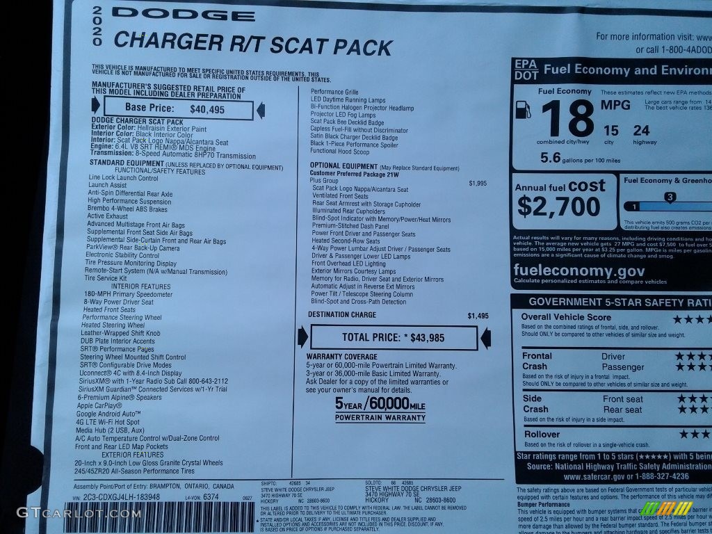 2020 Charger Scat Pack - Hellraisin / Black photo #28