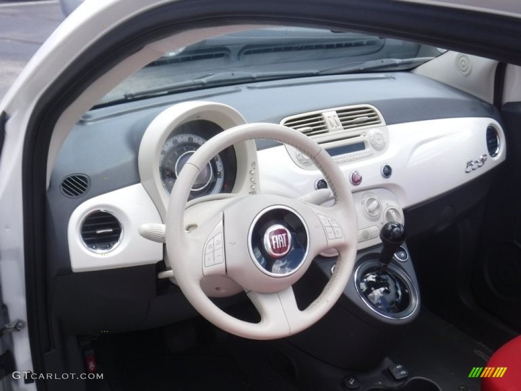 2015 Fiat 500c Pop Avorio/Rosso (Ivory/Red) Dashboard Photo #138875891