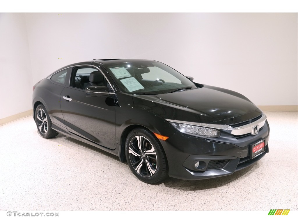 2017 Civic Touring Coupe - Crystal Black Pearl / Black/Gray photo #1