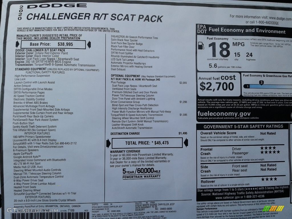 2020 Challenger R/T Scat Pack - Octane Red / Black photo #26