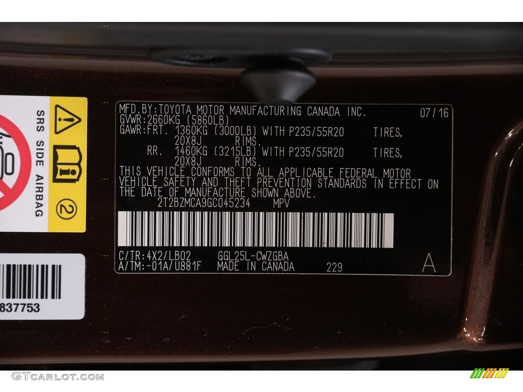 2016 RX Color Code 4X2 for Autumn Shimmer Photo #138893991