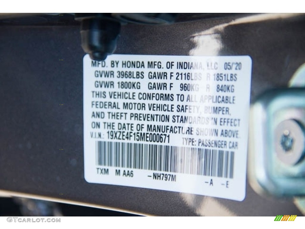 2021 Honda Insight LX Color Code Photos