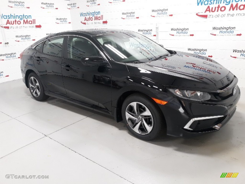 2020 Civic LX Sedan - Crystal Black Pearl / Black photo #2