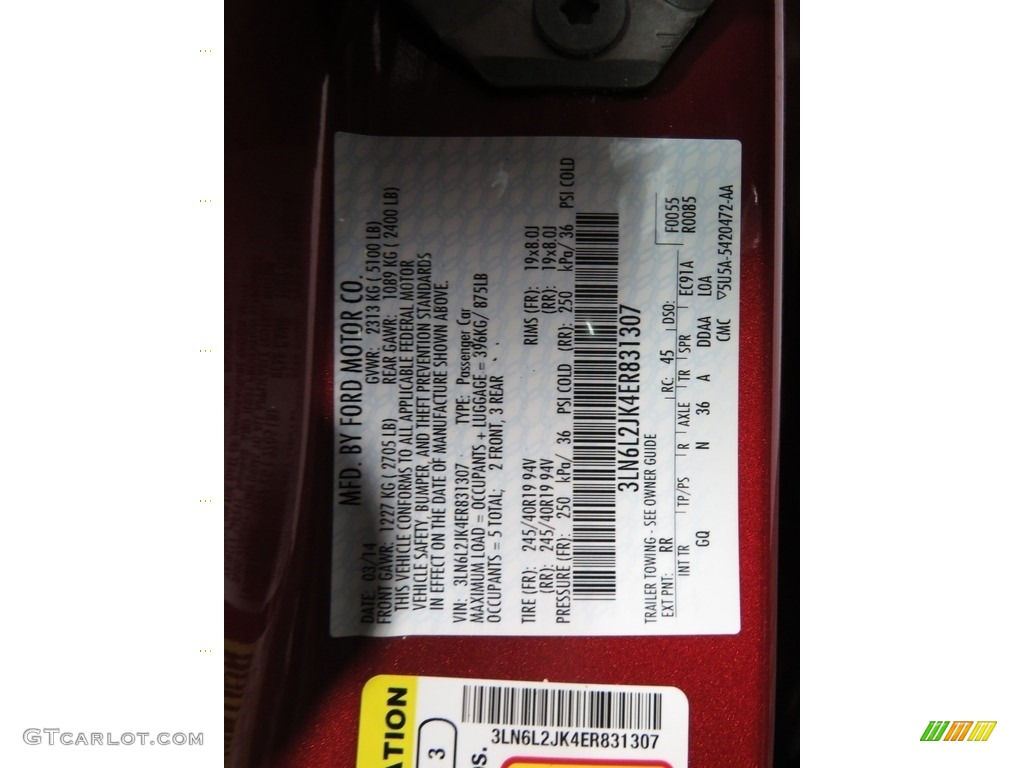 2014 MKZ Color Code RR for Ruby Red Photo #138917201