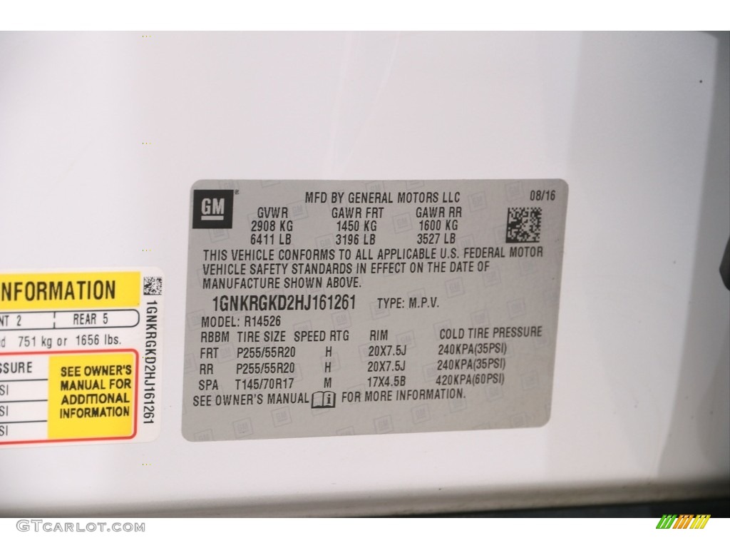 2017 Traverse LT - Summit White / Ebony photo #20