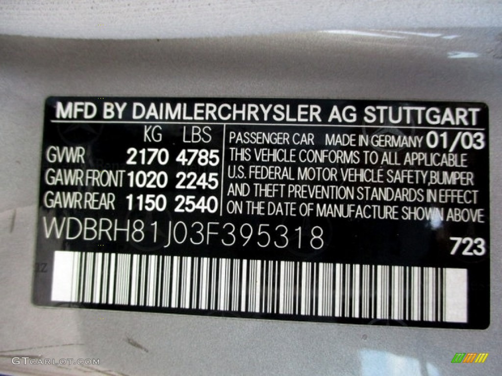 2003 Mercedes-Benz C 240 4Matic Wagon Color Code Photos