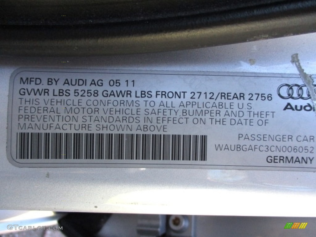 2012 A6 3.0T quattro Sedan - Ice Silver Metallic / Black photo #93