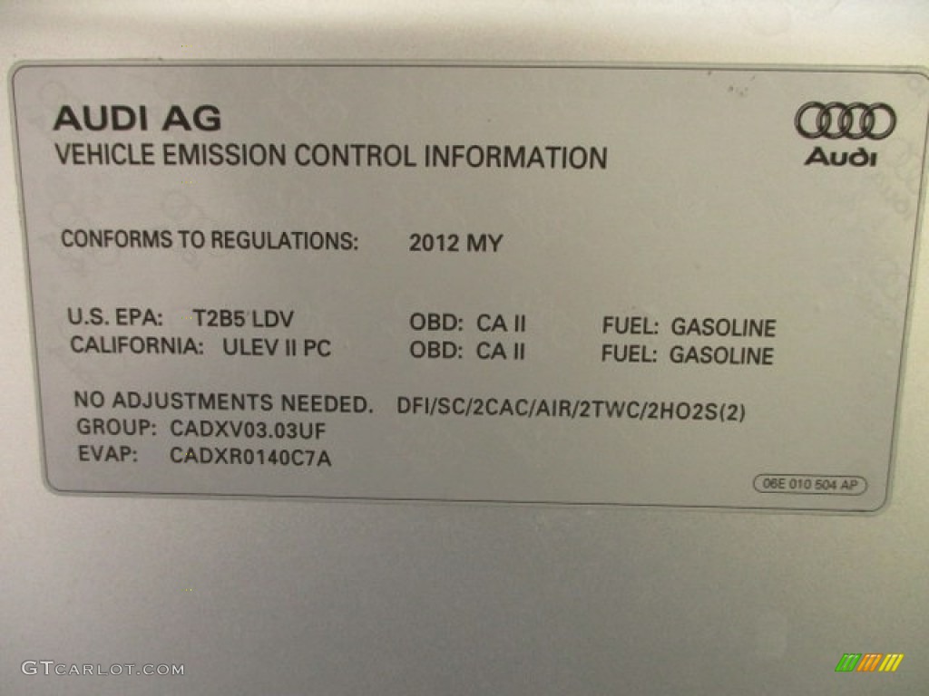 2012 A6 3.0T quattro Sedan - Ice Silver Metallic / Black photo #95