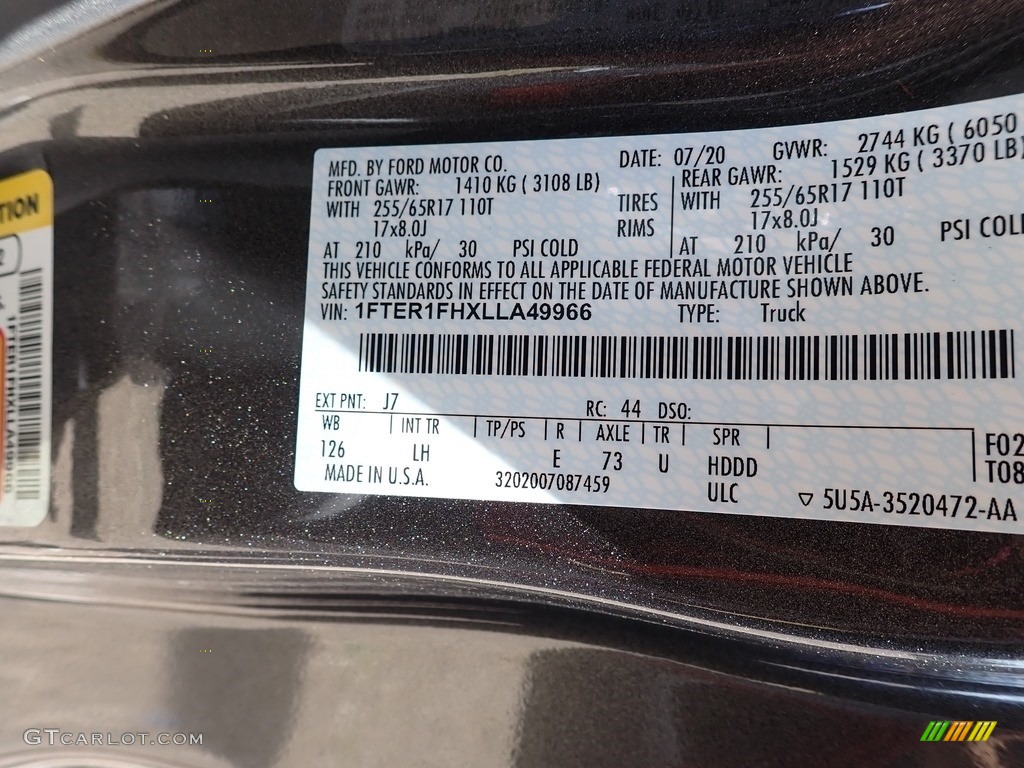 2020 Ranger Color Code J7 for Magnetic Photo #138946538