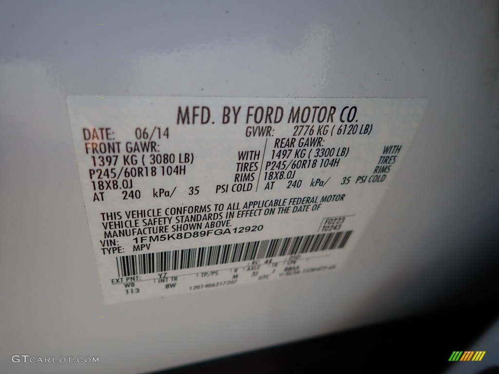2015 Explorer XLT 4WD - White Platinum / Charcoal Black photo #23