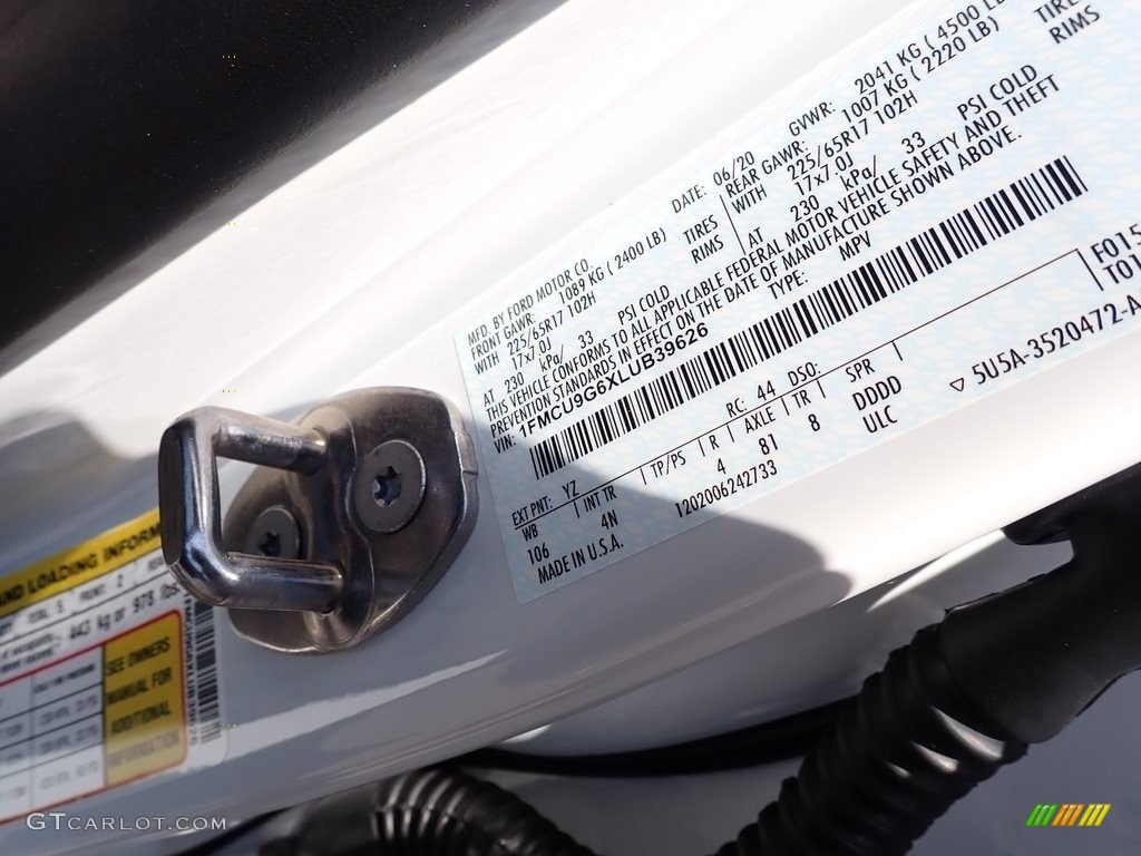 2020 Escape SE 4WD - Oxford White / Sandstone photo #12