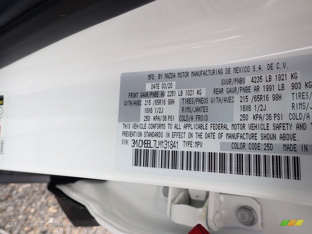 2020 CX-30 Color Code 25D for Snowflake White Pearl Mica Photo #138966216