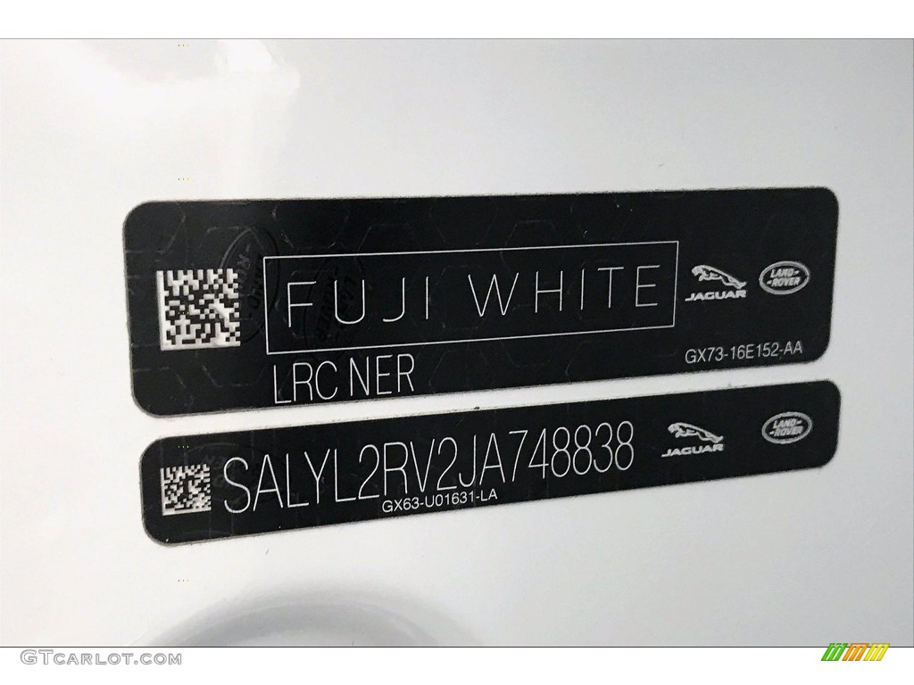 2018 Range Rover Velar Color Code NER for Fuji White Photo #138968793
