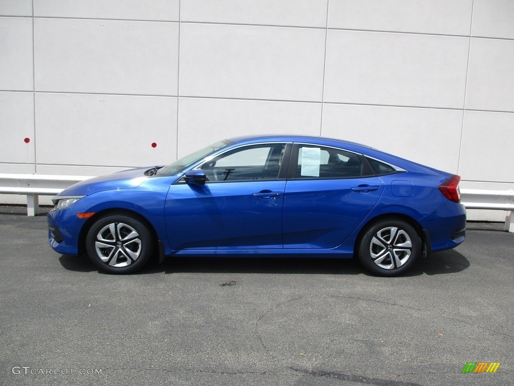 2018 Civic LX Sedan - Aegean Blue Metallic / Black photo #2