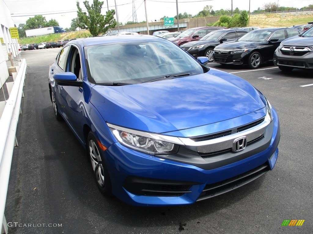 2018 Civic LX Sedan - Aegean Blue Metallic / Black photo #7