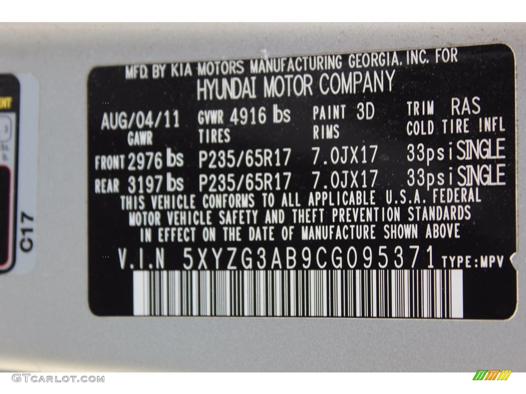 2012 Santa Fe GLS - Moonstone Silver / Gray photo #26