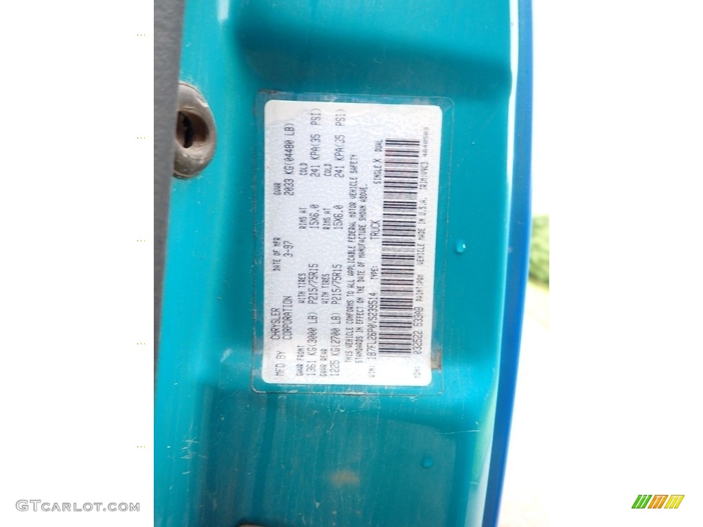 1997 Dodge Dakota Sport Regular Cab Color Code Photos