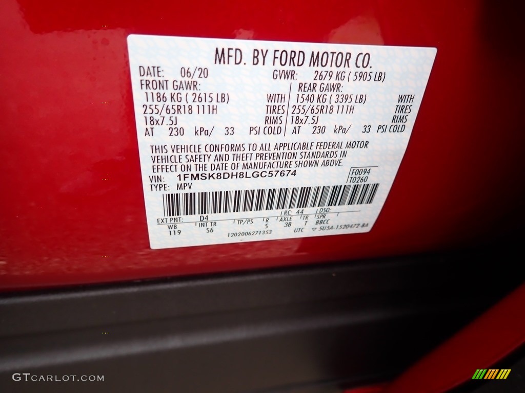 2020 Explorer XLT 4WD - Rapid Red Metallic / Ebony photo #15