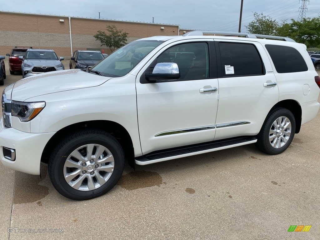 2020 Sequoia Platinum 4x4 - Blizzard Pearl / Red Rock/Black photo #1