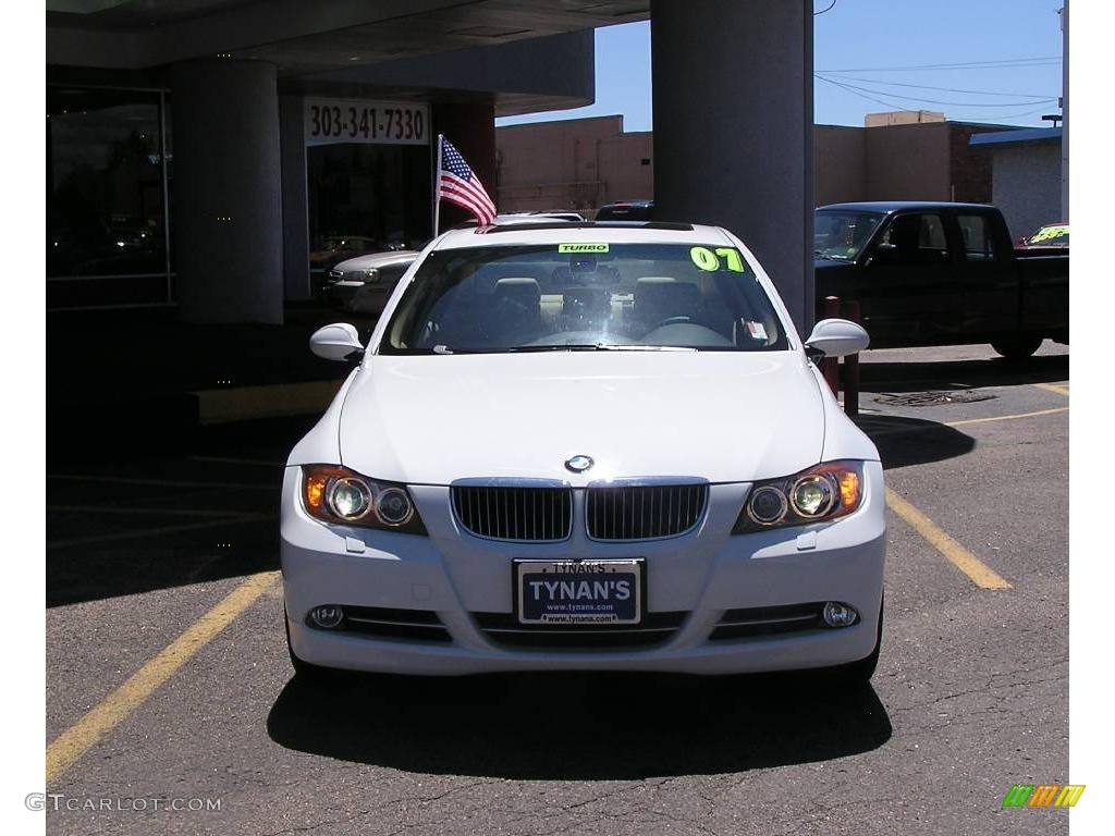 2007 3 Series 335i Sedan - Alpine White / Beige photo #2