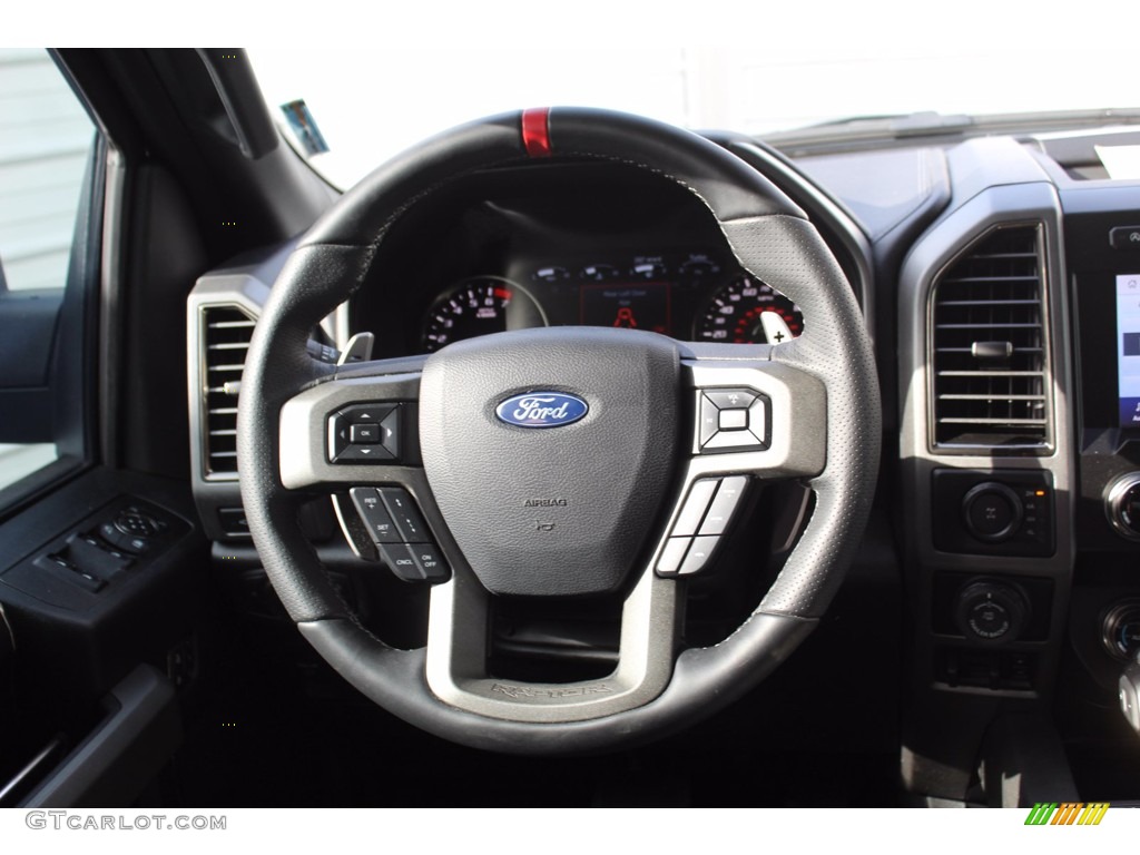 2020 Ford F150 SVT Raptor SuperCrew 4x4 Black Steering Wheel Photo #138995963