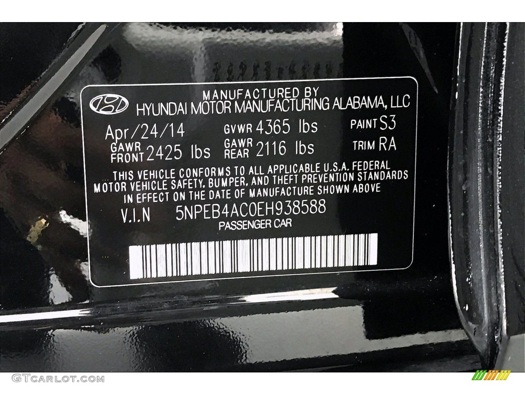 2014 Sonata GLS - Phantom Black Metallic / Gray photo #24