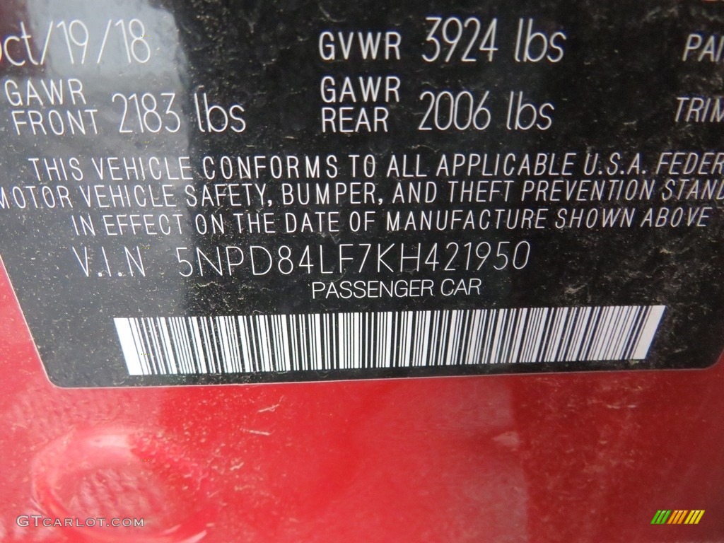 2019 Elantra SEL - Scarlet Red / Black photo #42