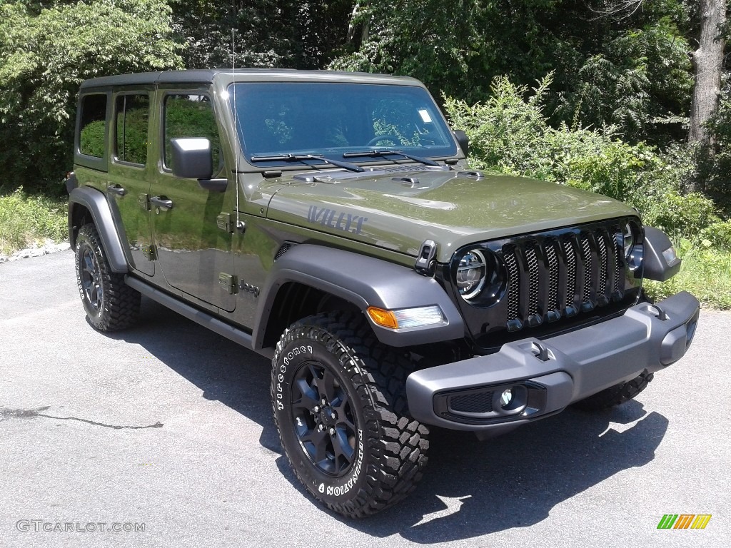 2020 Wrangler Unlimited Willys 4x4 - Sarge Green / Black photo #3