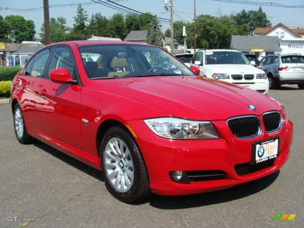 2009 3 Series 328xi Sedan - Crimson Red / Beige photo #2