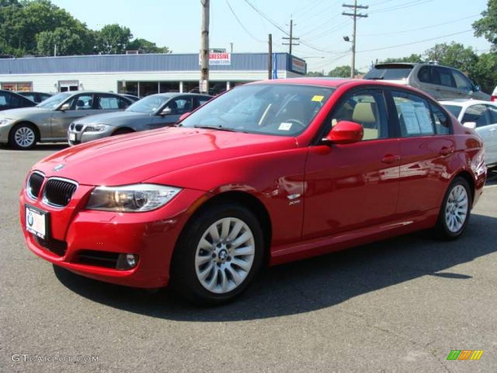 2009 3 Series 328xi Sedan - Crimson Red / Beige photo #4