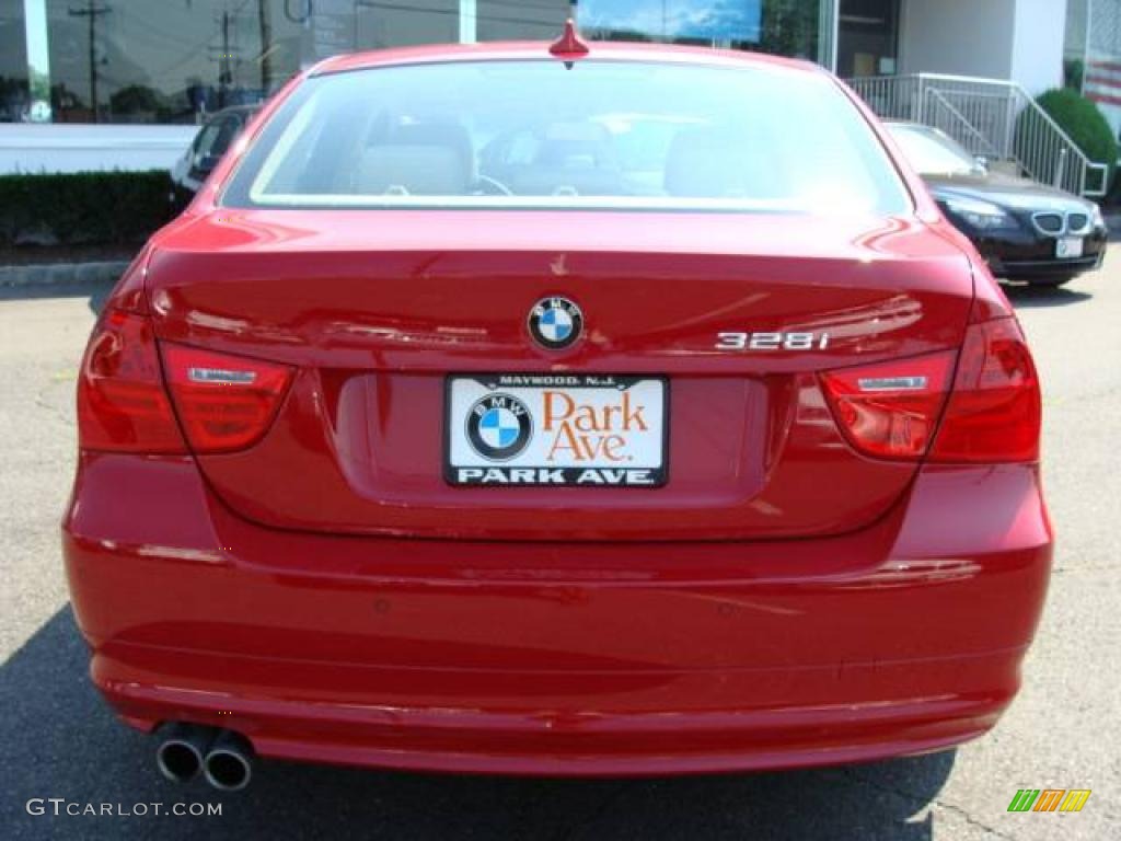 2009 3 Series 328xi Sedan - Crimson Red / Beige photo #7